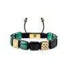 Mahigan Women's Green / Black / Gold Flat-bead Bracelet With Malachite & Black Onyx In Gold