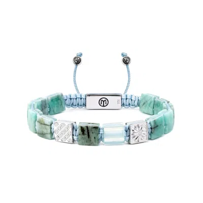 Mahigan Women's Green / Silver Emerald Flat-bead Bracelet With Aquamarine In Silver