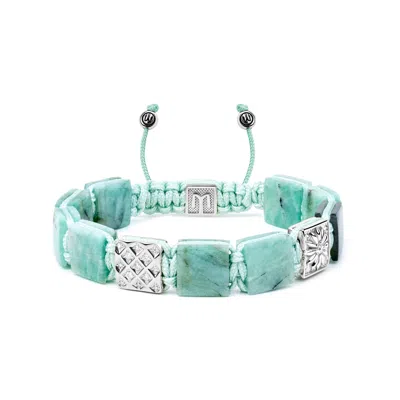 Mahigan Women's Green / Silver Flat-bead Macrame Bracelet With Emerald & Labradorite In Silver