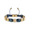 Mahigan Women's Grey / Gold Macrame Bracelet In Gold With Labradorite & Dark Grey String - The Noble