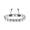 Mahigan Women's Grey / Silver Silver Macrame Bracelet With Black Moissanite & Dark Gray String - The Sun Wor
