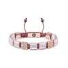 Mahigan Women's Pink / Purple / Rose Gold Dark Mauve Macráme Bracelet With Rose Quartz In Rose Gold - 8mm