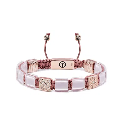 Mahigan Women's Pink / Purple / Rose Gold Dark Mauve Macráme Bracelet With Rose Quartz In Rose Gold - 8mm