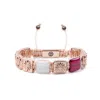 Mahigan Women's Pink / Purple / Rose Gold Flat-bead Macrame Bracelet In Rose Gold, Ruby & Moonstone - Sakura
