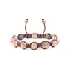 Mahigan Women's Pink / Purple / Rose Gold Macrame Braided Bracelet With Faceted Moonstones In Rose Gold - Th