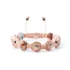 Mahigan Women's Pink / Purple / Rose Gold Pink Macramé Bracelet With Eagle Eye In Rose Gold - The Maverick