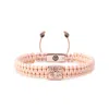 Mahigan Women's Pink / Purple / Rose Gold Pink Macráme Bracelet With White Moissanite In Rose Gold - Sakura