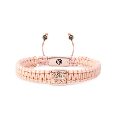 Mahigan Women's Pink / Purple / Rose Gold Pink Macráme Bracelet With White Moissanite In Rose Gold - Sakura