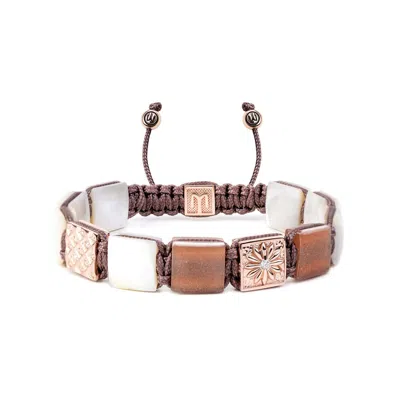 Mahigan Women's Pink / Purple / White Mauve Macrame Bracelet With Mother Of Pearl & Peach Moonstone Flat Bea