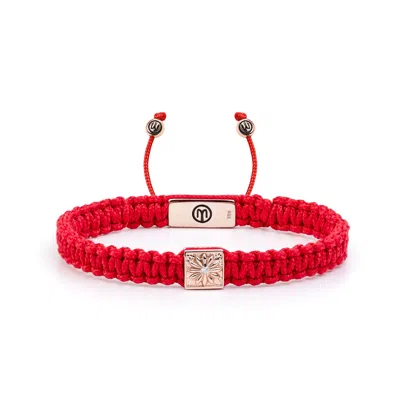 Mahigan Women's Red / Rose Gold Red Macrame Bracelet In Rose Gold