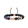Mahigan Women's Rose Gold / Pink / Purple Rose Gold Beaded Bracelet With Faceted Moonstone, Onyx & Amethyst