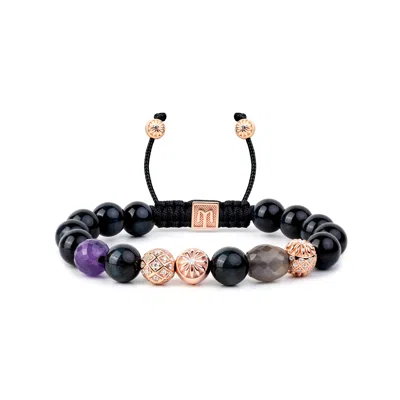 Mahigan Women's Rose Gold / Pink / Purple Rose Gold Beaded Bracelet With Faceted Moonstone, Onyx & Amethyst