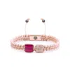 Mahigan Women's Rose Gold / Red / Pink Macrame Bracelet In Rose Gold With Ruby - Sakura Flamma