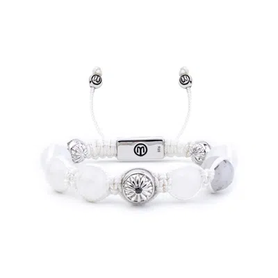 Mahigan Women's Silver / White White Braided Bracelet With Moonstone In Silver - The Maverick