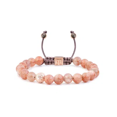 Mahigan Women's Sunstone Bracelet With Dark Mauve String & Rose Gold