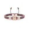 Mahigan Women's Triple Macrame Bracelet In Rose Gold - White Moissanites & Mauve String