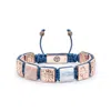 Mahigan Women's White / Rose Gold / Blue Flat-bead Bracelet The Blue Rose