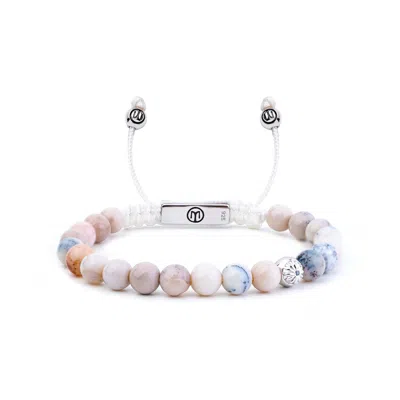 Mahigan Women's White / Silver Beaded Bracelet With White Agate In Silver