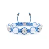 Mahigan Women's White / Silver / Blue Moonstone Bracelet With Sky - Blue String & Silver - The Maverick