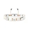 Mahigan Women's White / Silver Flat-bead Bracelet With Mother Of Pearl & Beige String In Silver