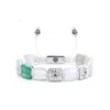 Mahigan Women's White / Silver / Green White Flat-bead Bracelet With Moonstone & Green Strawberry Quartz In 