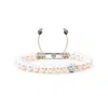 Mahigan Women's White / Silver White Freshwater Pearl Bracelet In Beige & Silver In Yellow