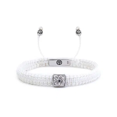 Mahigan Women's White / Silver White Macráme Bracelet In Silver  - 8mm In Multi