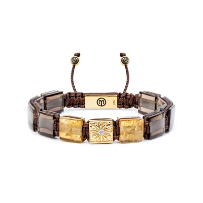 Mahigan Women's Yellow / Orange / Brown Macrame Bracelet In Gold With Smoky Quartz & Citrine