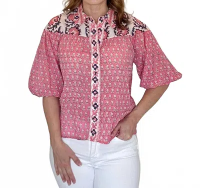 Mahila Mitch Floral Block Print Blouse - Plus In Pink