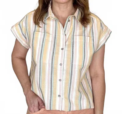 Mahila Teo Stripe Blouse In Pale Yellow In Multi