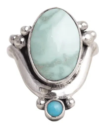 Mahka Women's Crowned Embrace Ring In Blue In Metallic