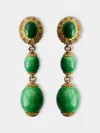 Mahnaz Collection Vintage 18-karat Gold Guilloché Enamel Drop Earrings In Multi