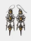 Mahnaz Collection Vintage Sterling Silver And Citrine Dangle Earrings