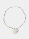 Mahnaz Collection Vintage Sterling Silver Heart Pendant Necklace In White