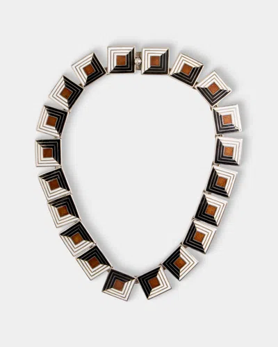 Mahnaz Collection Women's Vintage 1950 Margot De Taxco Mexican Sterling Silver And Enamel Necklace In White