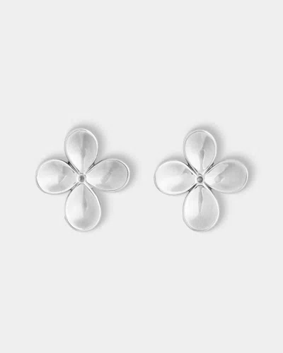 Mahnaz Collection Women's Vintage 1987 Angela Cummings Sterling Silver Flower Clip-on Earrings In Gray