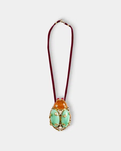 Mahnaz Collection Women's Vintage 1990 Iradj Moini Yellow Gold And Crystal Brooch Pendant In Brown