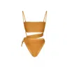 Mahogany Coast Swim Women's Amour Side-tie Bandeau Swimsuit In Gold Shimmer In Gold