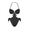 Mahogany Coast Swim Women's Desire Ruched Bandeau Side-tie Swimsuit In Black In Black