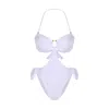 Mahogany Coast Swim Women's Desire Ruched Bandeau Side-tie Swimsuit In White In White