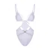 Mahogany Coast Swim Women's Flirt Diamond Cut-out Swimsuit In White In White