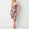 Maia Floral Womens Sleeveless Midi Floral Sheath Dress In Multi