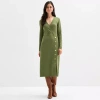 Maia Womens Long Sleeve Midi Sweater Dress In Green