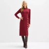 Maia Womens Long Sleeve Midi Sweater Dress In Red