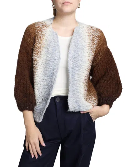 Maiami Alpaca Boucle Cardigan In Ombre In Multi