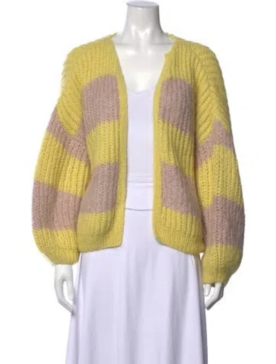 Pre-owned Maiami Alpaca Colorblock Pattern Sweater In Yellow