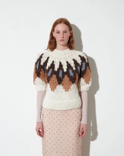 Maiami Alpaca Mix Jaquard Pullover In Creme In Neutral