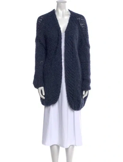 Pre-owned Maiami Alpaca Open Front Sweater In Blue