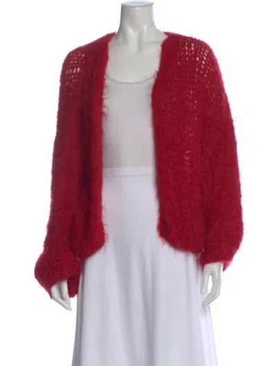Pre-owned Maiami Alpaca Open Front Sweater W/ Tags In Red