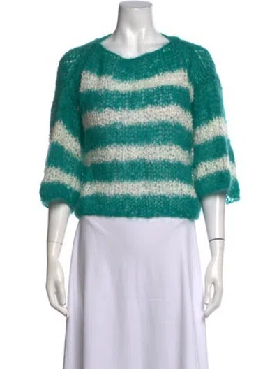 Pre-owned Maiami Alpaca Striped Sweater In Green